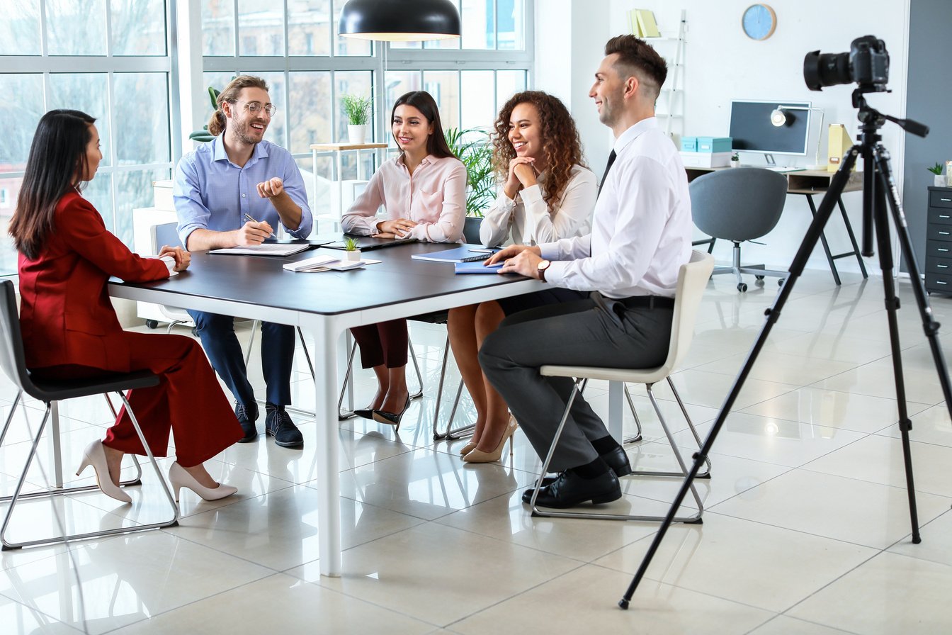 Human Resources Commission Interviewing Woman in Office